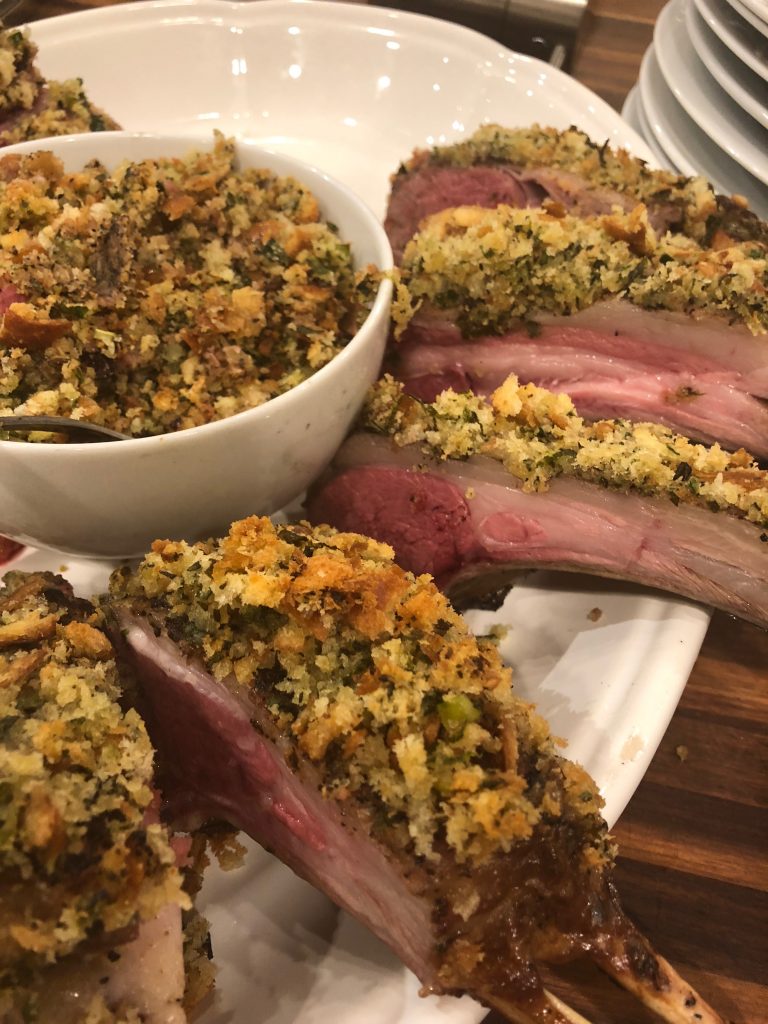 ROSEMARY SCALLION CRUSTED RACK OF LAMB