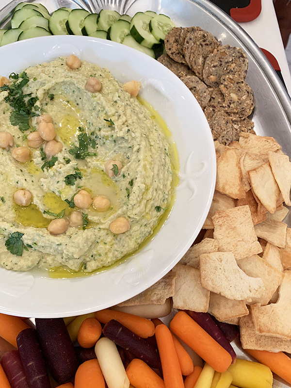 Cilantro Jalapeño Hummus with Vegetables and Pita Chips Culinary Works