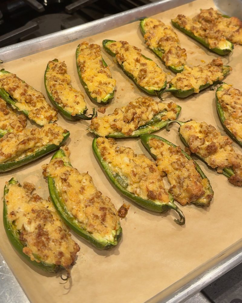 sheet pan of jalepeno poppers